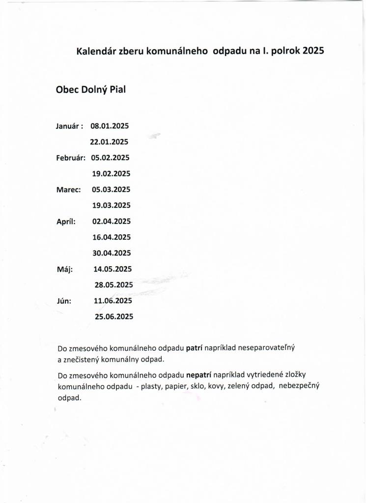 Vývoz komunálneho odpadu na&nbsp;I. polrok 2025